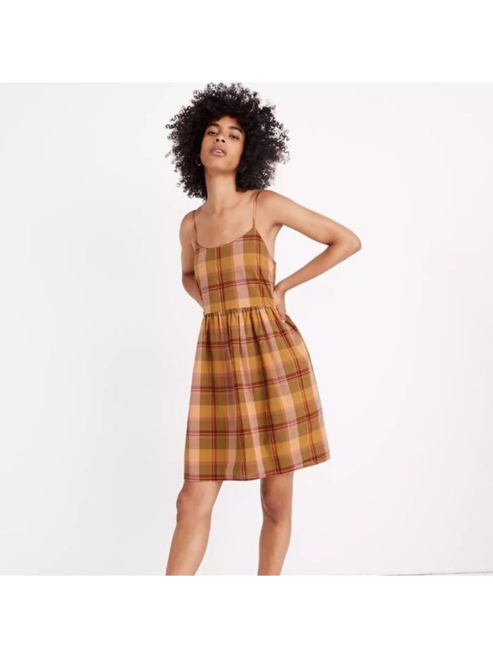 MADEWELL Plaid Babydoll Cami Dress